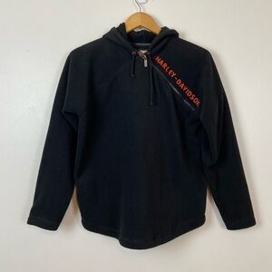 HARLEY DAVIDSON FLEECE QUARTER ZIP EMBROIDERED LOGO HOODIE BIKER BIKERCORE